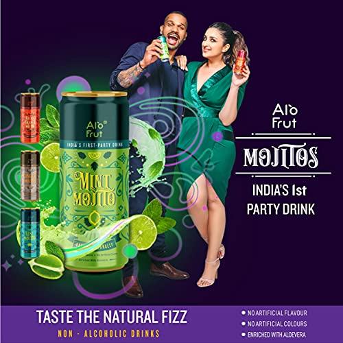 ALO FRUT Alo Frut Ginger Mojito 250 ml Pack of 24 | India's First Party Drink | Taste The Natural Fizz | Enriched With Aloevera | No Artificial Colours | No Artificial Flavors