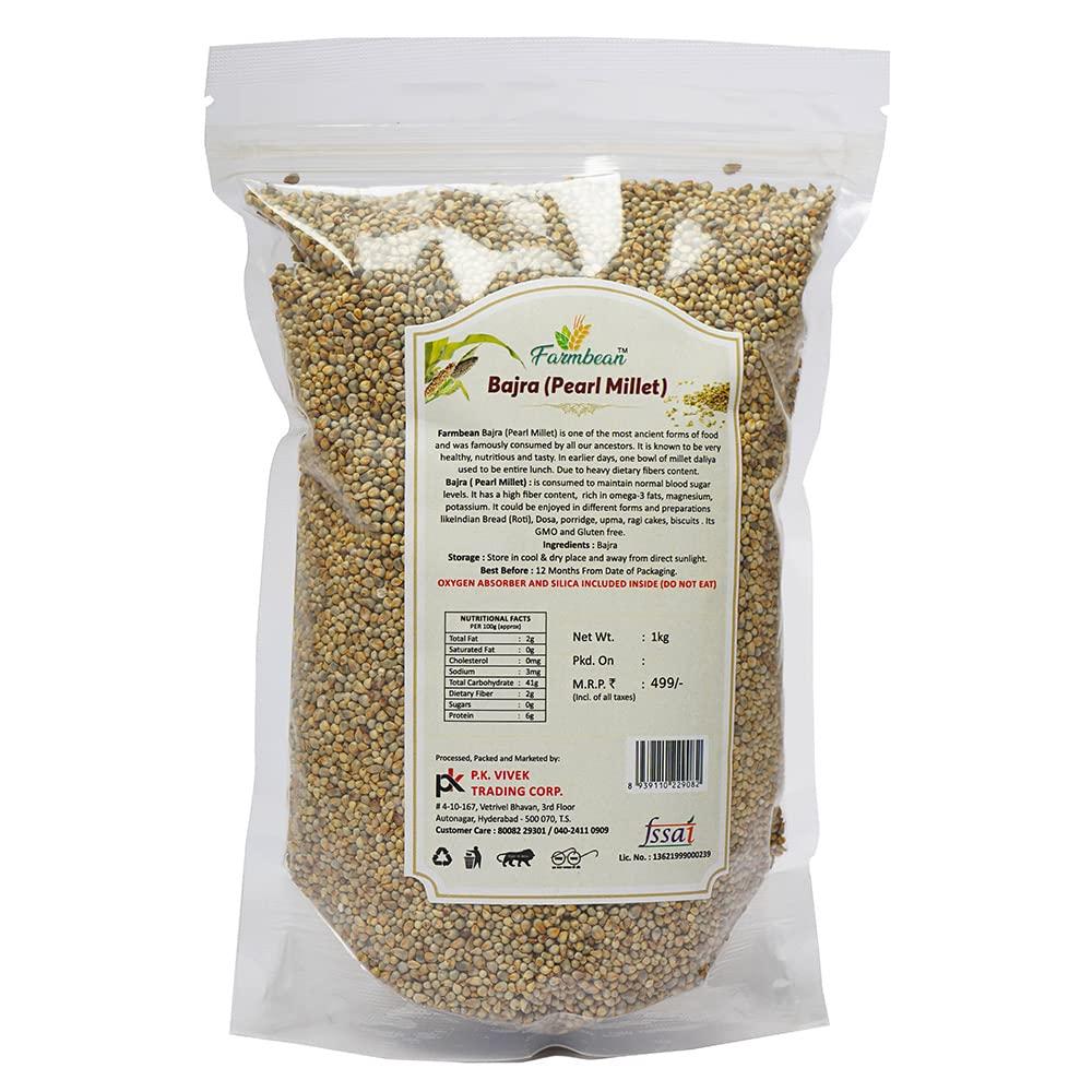 Farmbean Farmbean Raw Bajra/Pearl Millet Seeds for Eating, Healthy Seeds Unroasted Bajra/Pearl Millet Seeds, Raw and Unsalted - 2 KG