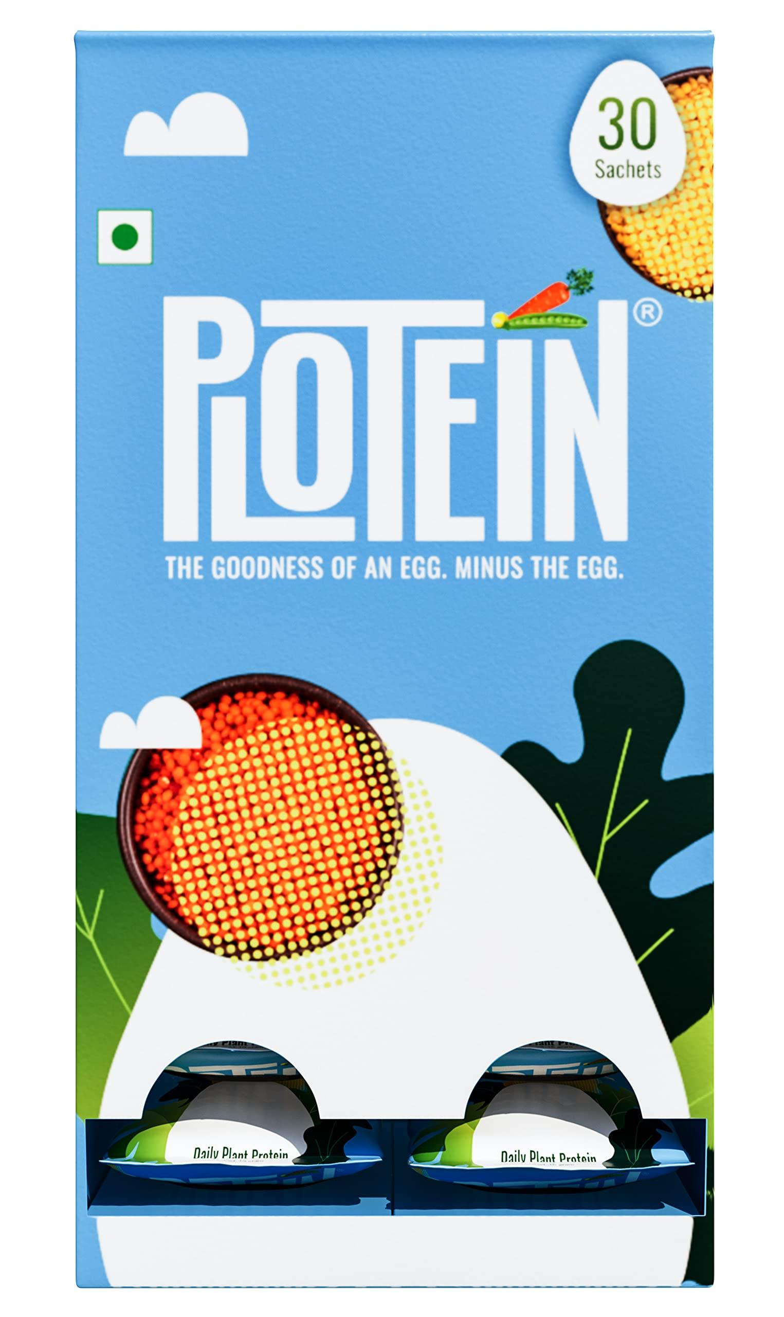 PLOTEIN PLOTEIN-Daily Plant Based Protein Powder |100% Plant Based| Vegan Plant Protein | Cocoa Flavor | Pea and Lentil Protein I 30 Sachets,15grams each | Soy Free | Dairy Free