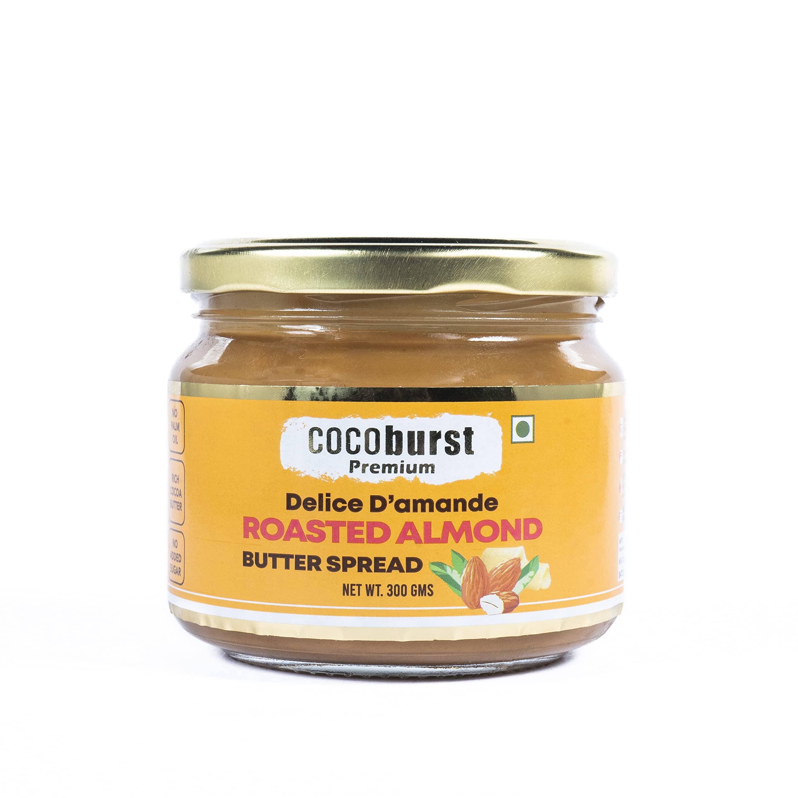 Jindal Cocoa JINDAL COCOA Cocoburst Creamy Roasted Unsweetened Almond Butter Spread 300 Gm | 95% Almonds | Protein Rich | No Palm Oil | No Artificial Preservative | No Added Colour | No Added Sugar