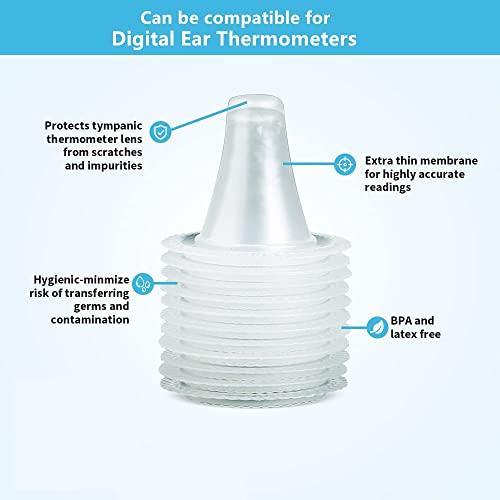 CalcoMed 100x Ear Thermometer Probe Covers/Refill Caps/Lens Filters for All Braun ThermoScan Models and Other Types of Digital Thermometers