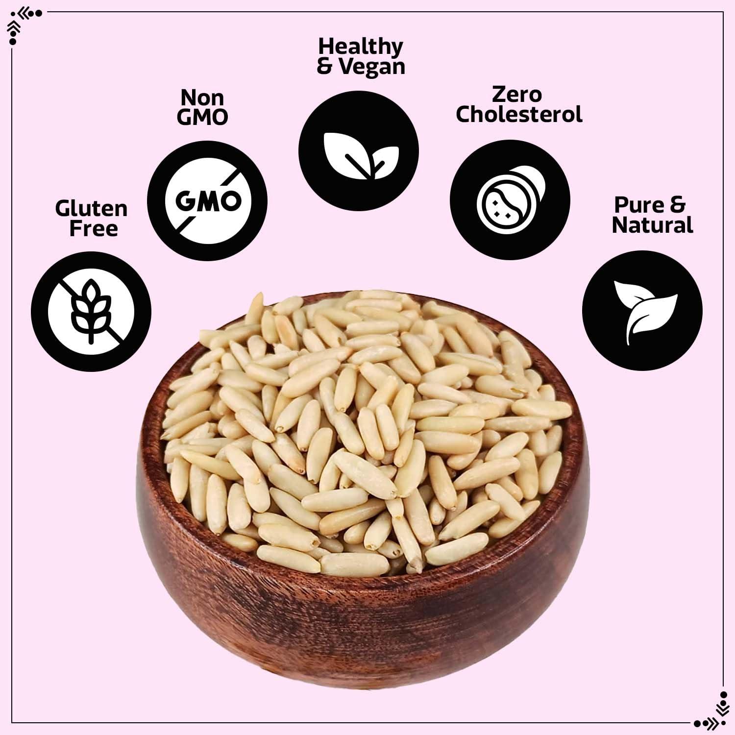 WONDERLAND FOODS (DEVICE) WONDERLAND FOODS Grandeur Premium Pine Nuts 200g Pouch | Chilgoza Dried Fruit | Chilgoza Giri | Chilgoja Seeds | Crunchy Pine Seeds for Eating, Luxury Eatable Snack