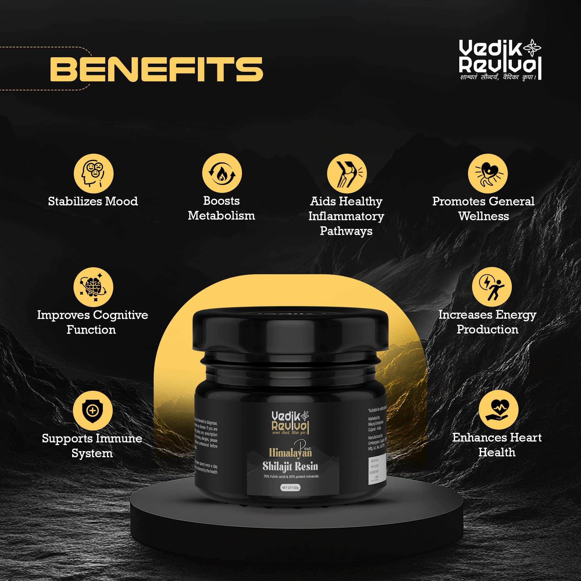 VEDIK REVIVAL Vedik Revival Pure Himalayan Shilajit Resin - Natural Rems for Endurance & Stamina - Organic Benefits with pure shilajit 20 gm