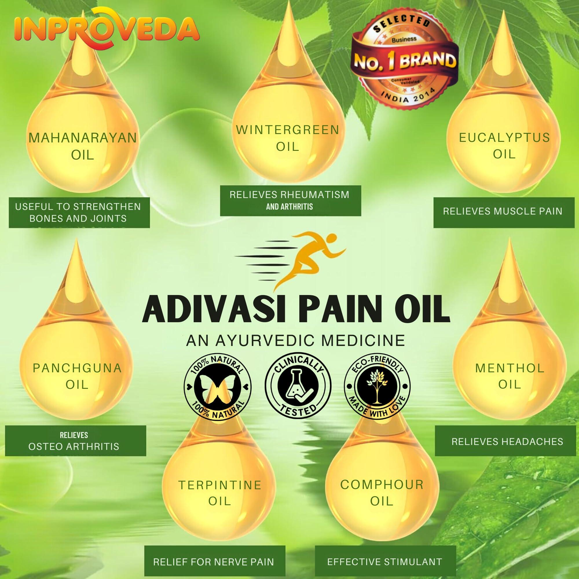 INPROVEDA INPROVEDA Adivasi Pain Relief Oil 60ml (Pack of 1) | Fast & Instant Relief Oil For Muscle & Joint Pain Oil |