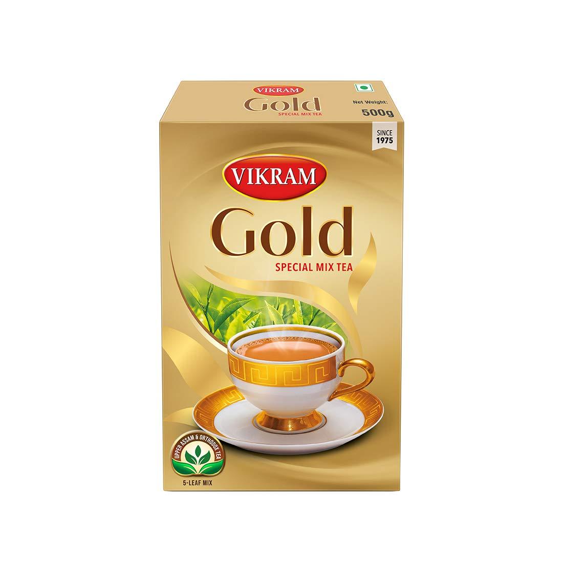 VIKRAM VIKRAM Gold Special Mix Tea | Blended With 5 Unique Types Of Leaves From Upper Assam And Enriched With Orthodox Tea Leaves | Rich & Aromatic Chai | Balck Tea - 500 Gram