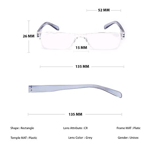 IMPLICIT IMPLICIT Rimless Reading Glasses for Men & Women (+3.00, Grey)