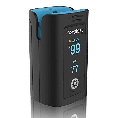 Hesley Hesley Pulse Oximeter Fingertip, Oxygen Saturation Monitor with Plethysmograph and Perfusion Index, Heart Rate and SpO2 Levels Meter with LED Display for Adult (Blue and Black)