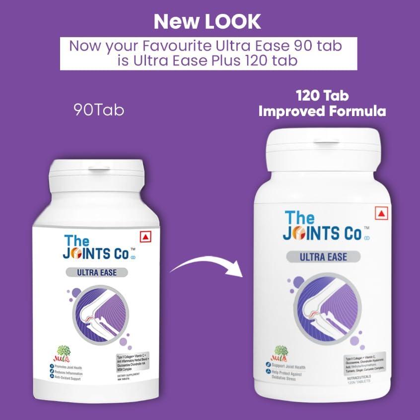 The JOINTS Co The Joints Co Ultra Ease with Type II Collagen, Bones & Joint Support Supplement Glucosamine Chondroitin MSM HA Complex & Herbal Blend for Joints, Bones & Cartilage Wellness - 90 Tablet (Pack Of 1)