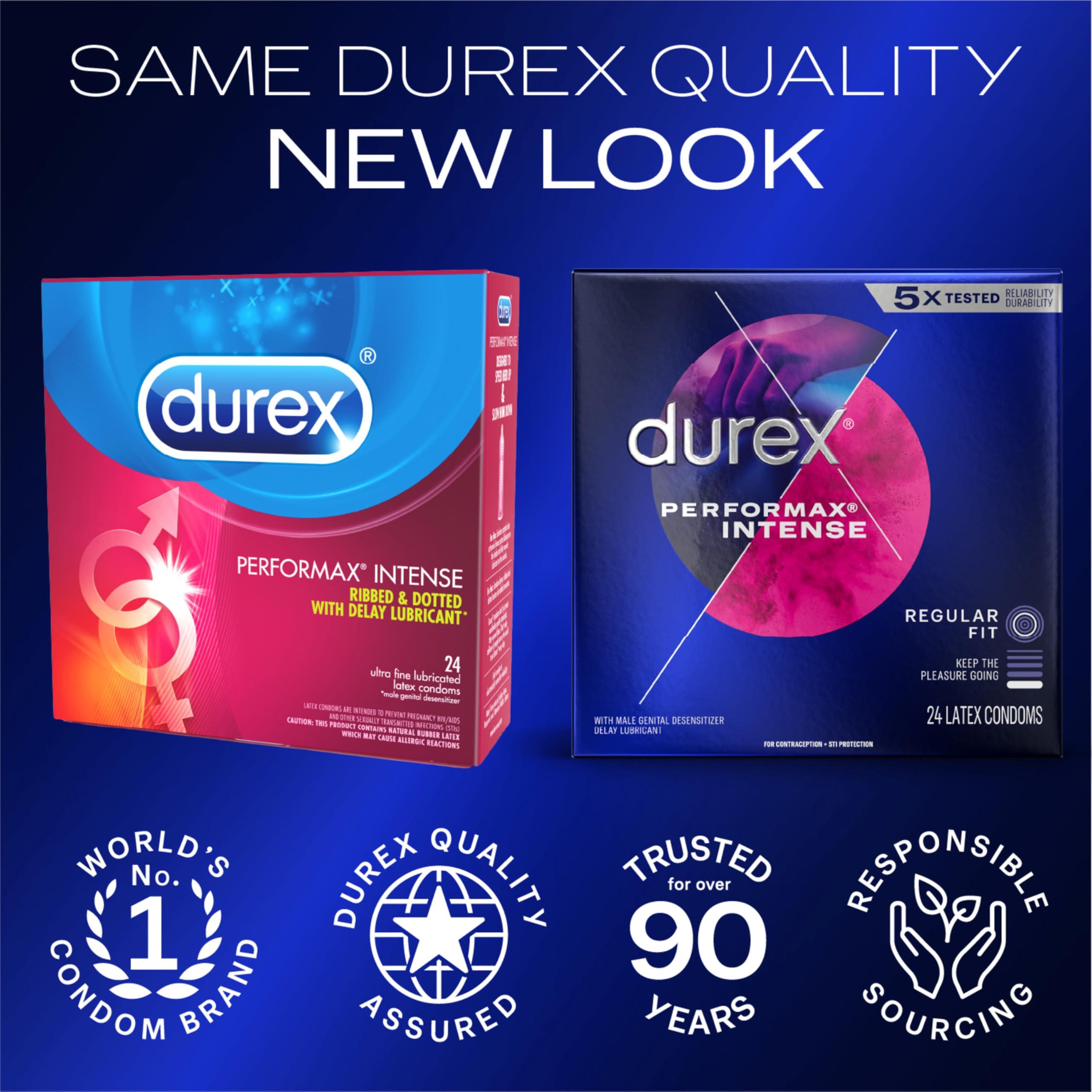 Durex Durex Performax Intense Ribbed Dotted Condoms with Delay Lubricant - 24's