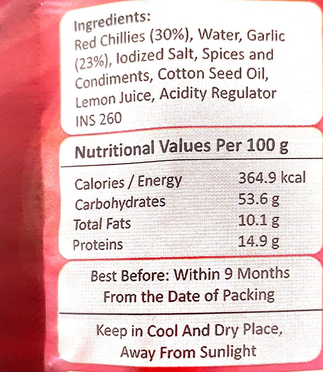 Bhavani Foods Bhavani Foods Shreya Premium Kolhapuri Zataka (Red Chilli Garlic Chutney) 1 Kg (Each Of 100G)