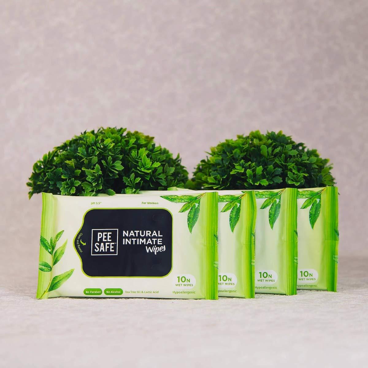 PEESAFE PEESAFE Natural Intimate Wash For Men With Ayurveda Extracts 100 Ml & Peesafe Natural Intimate Wipes 10 Count (Pack Of 4)