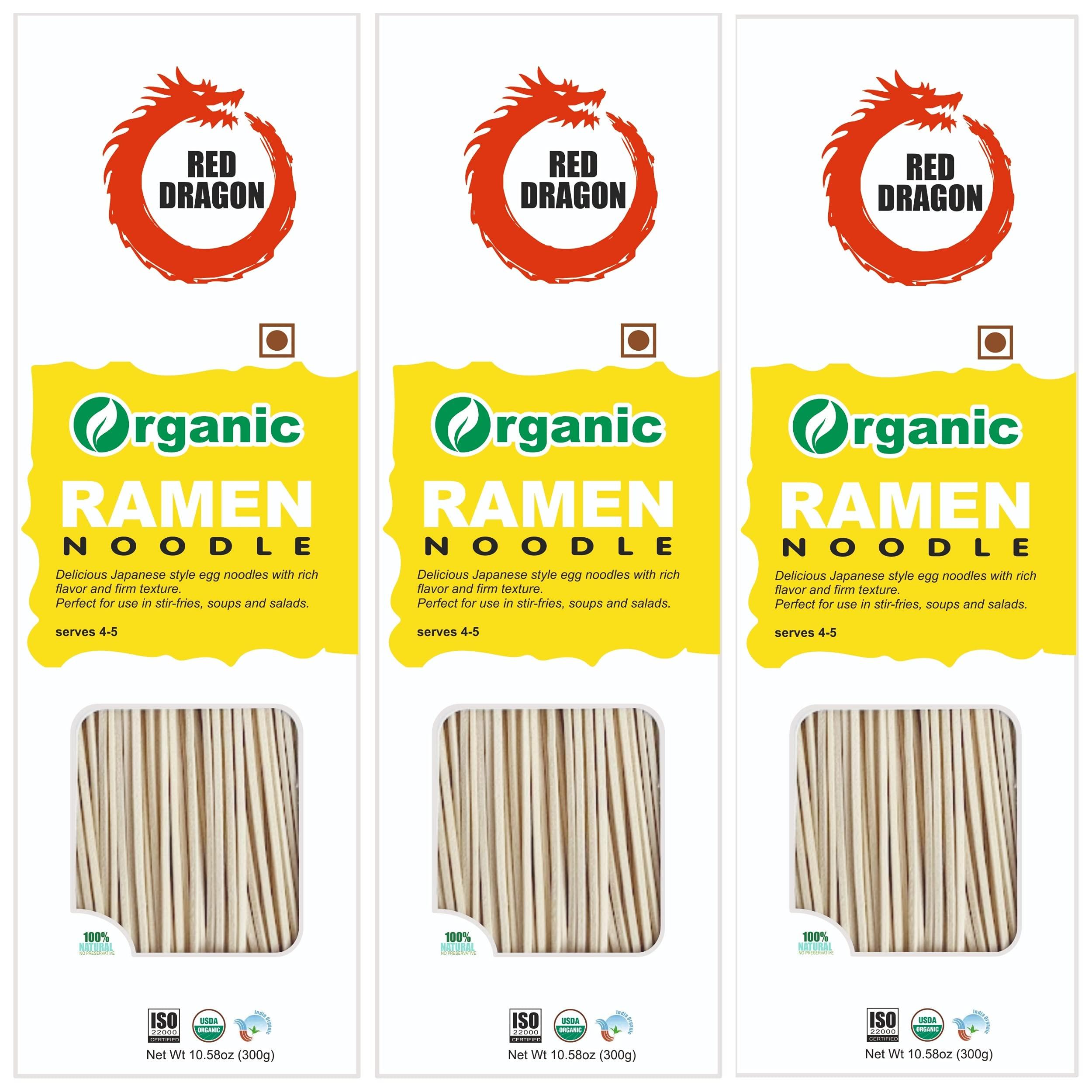 Red Dragon Red Dragon Japanese Ramen Noodles Fresh And Delicious Organic Tasty Cuisine 900G (Pack Of 3) |No Preservatives, Low Carb, 300 grams