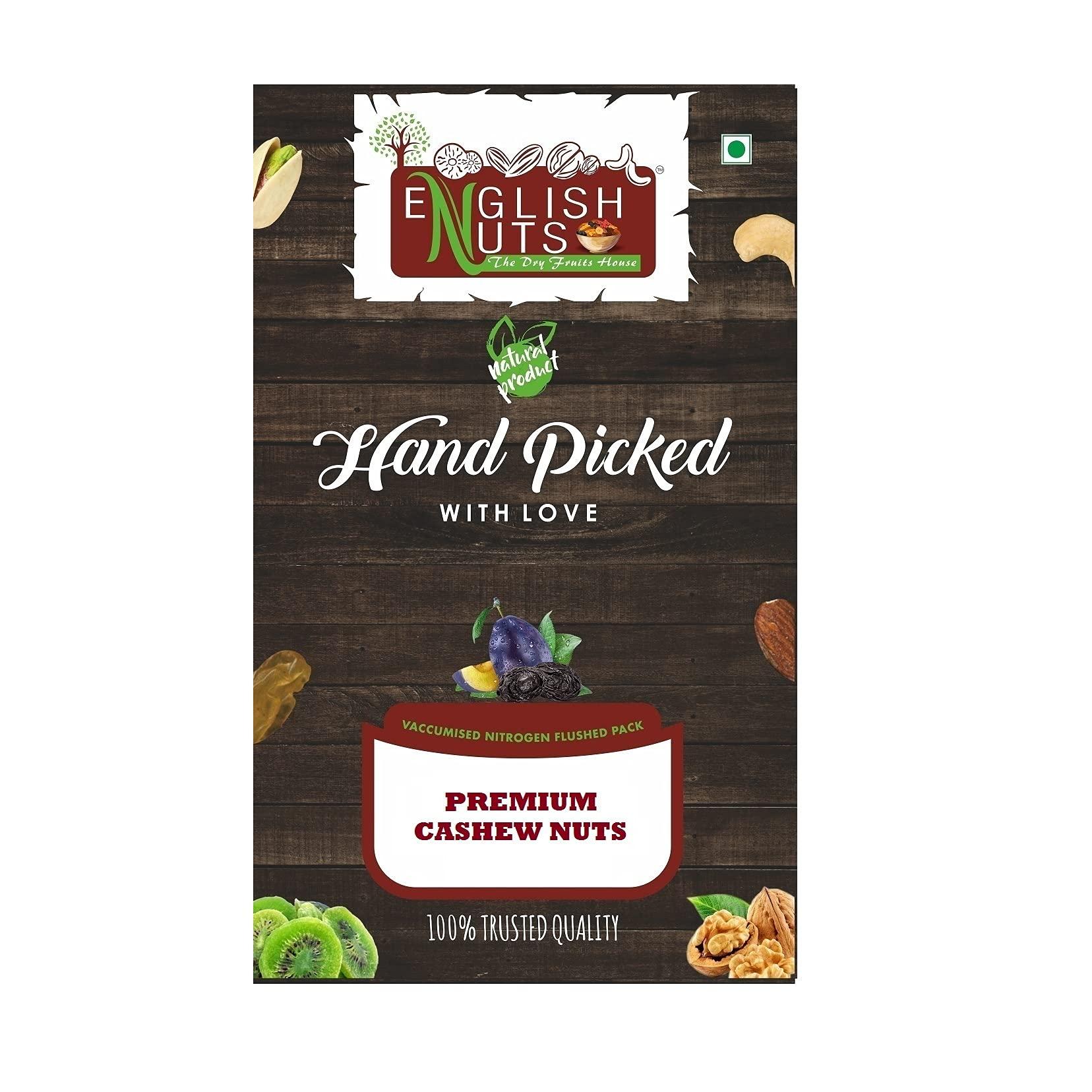 ENGLISH NUTS-THE DRY FRUITS HOUSE English Nuts Cashew Nuts Kaju Dryfruits Whole Natural Organic Vacuum Pack (500)