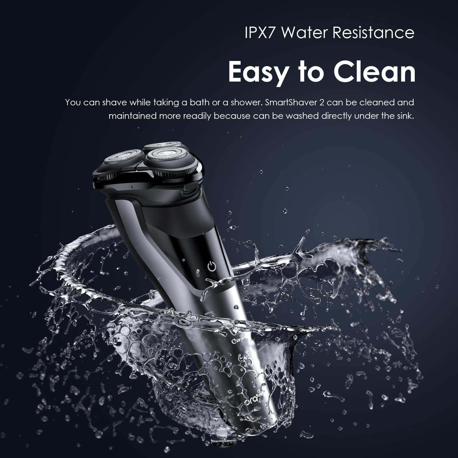 Oraimo Oraimo SmartShaver 2 Premium Cordless Electric Shaver for men,Wet & Dry Electric Shaver with Pop-Up Trimmer,Super Fast Charge 60 minutes Runtime,Rechargable,3 Head 360° Rotary Shaver for Men