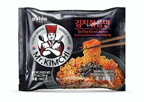 Paldo Paldo Fun & Yum Mr. Kimchi Noodles, Original Korean Ramyun, Stirfried Kimchi Ramen, 134 g (Pack of 8)