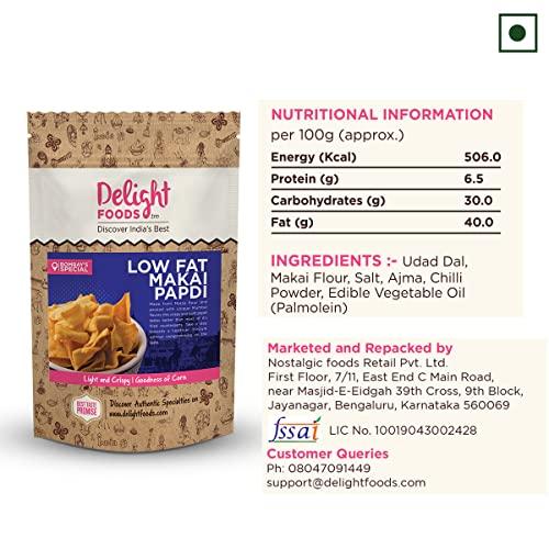 Delight Foods Delight Foods Low Fat Makai Papdi - Healthy Snacks (300g)