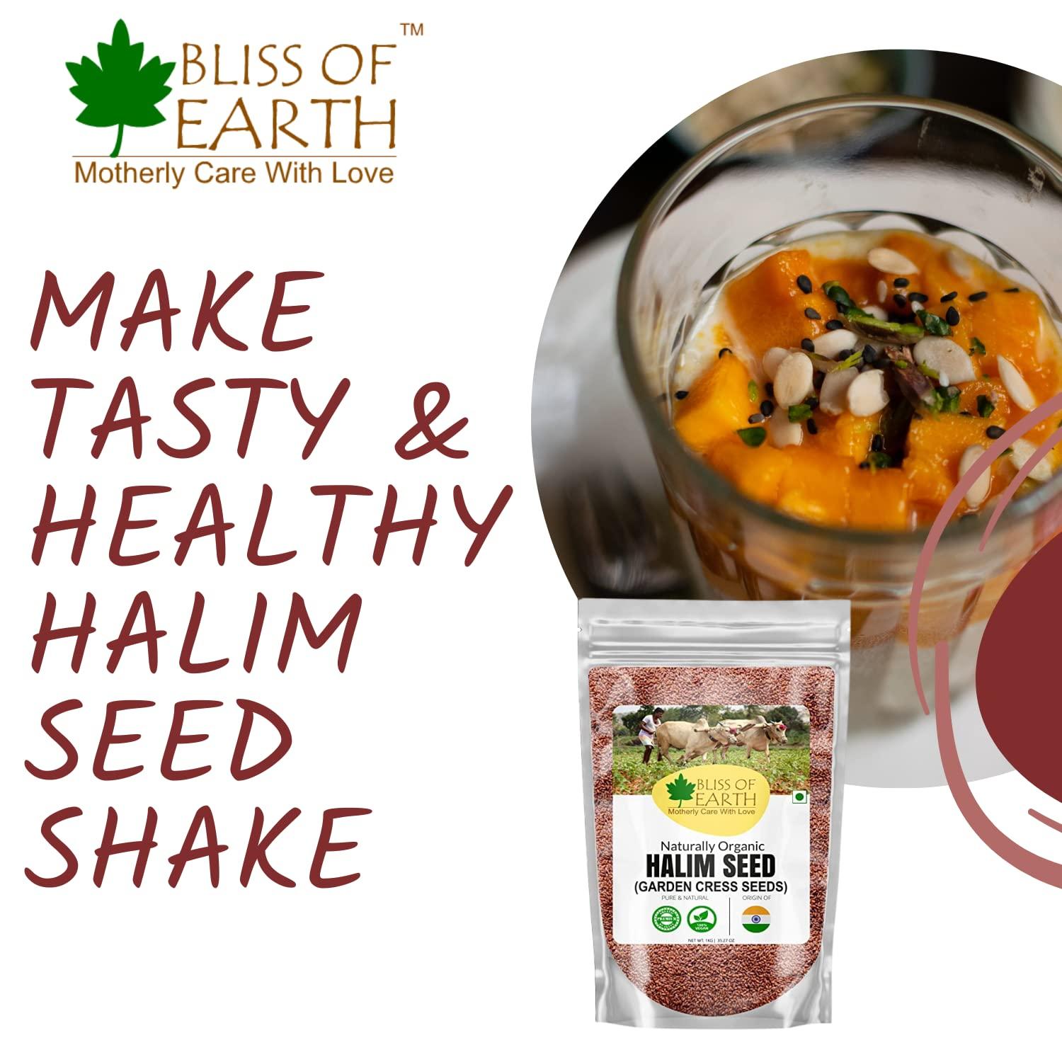 BLISS OF EARTH Bliss Of Earth Halim Seeds Organic for Eating, Aliv Seeds for Hair & Immunity Booster Foods Pack of 2x600gm