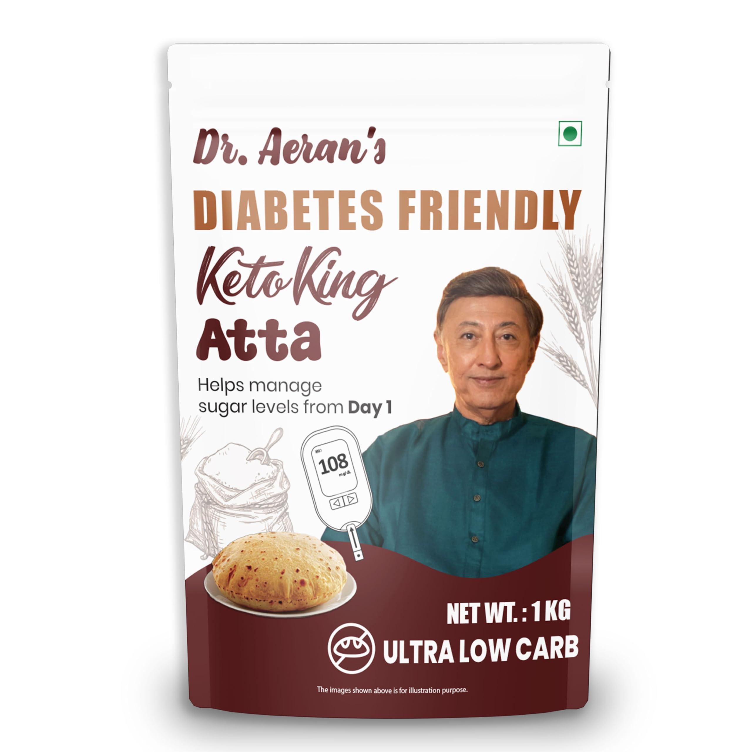 Dr. Aeran\'s Dr. Aeran\'s Diabetes Friendly Keto King Atta, 1Kg, Ultra Low Carb, Low GI Atta for Sugar Release Control, Diabetic Atta For Diabetic Care, High Fiber Flour, Sugar Control Keto Atta