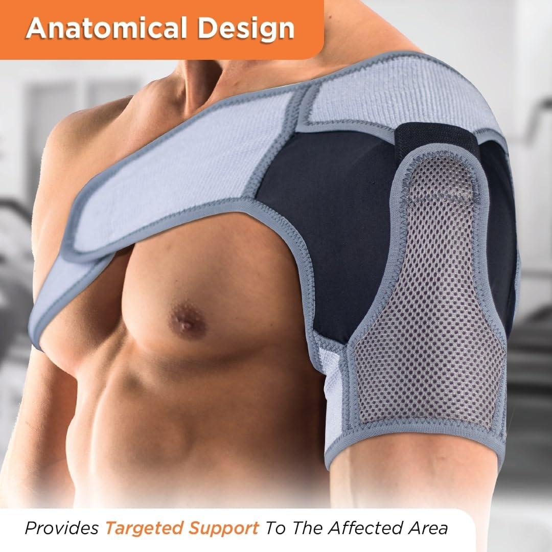 Vissco Vissco Shoulder Support, Shoulder Immobilizer With Adjustable Stretchable Strap, Better Immobilization, Pain Reliever For Rotator cuff injury, Post paralysis - Medium (Grey)