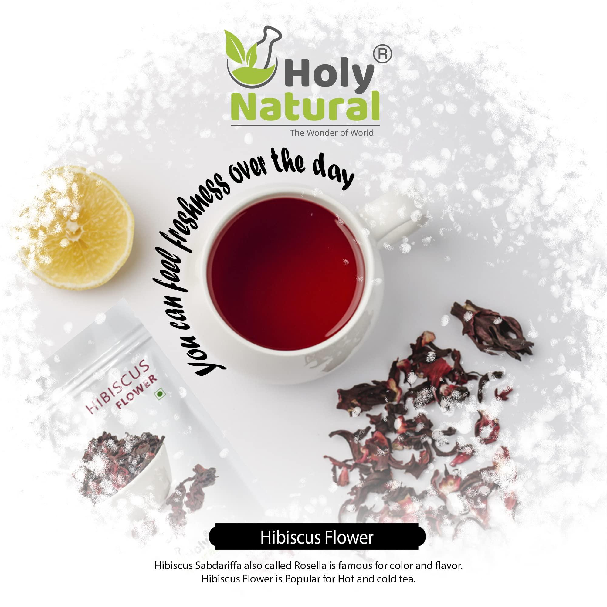 Holy Natural - The Wonder of World Holy Natural - The Wonder of World Hibiscus Flower For Hot And Ice Tea | Know As Dry Hibiscus Sabdariffa, Rosella Flower | Use Also Cocktails And Mocktail & Syrups | 200 Gm