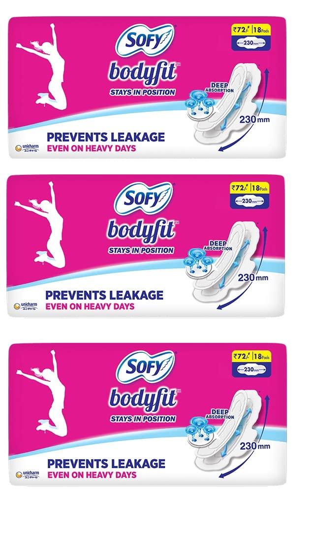 Sofy Sofy Antibacterial Extra Long Sanitary Napkins Ultra Soft And Rash Free -18 Pads (Pack of 3)