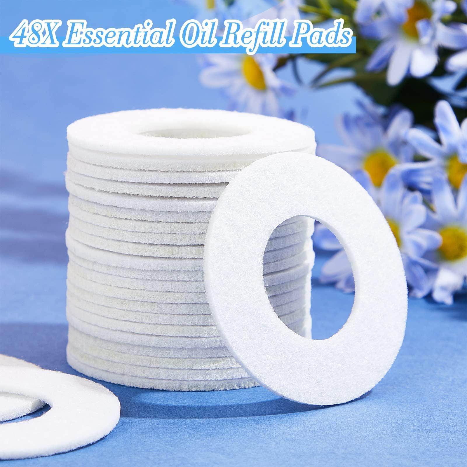 Maitys Mini Diffuser Refill Pads Microfiber Absorbing Pads Circle Essential Aromatherapy Pads Round Refill Aroma Pad for Oil Fan Humidifier Filter Diffusers Spa Room Home Car (48)