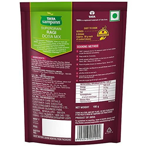 Tata Tata Sampann Supergrain Ragi Dosa Mix, Instant Ready to Cook Mix, 180g
