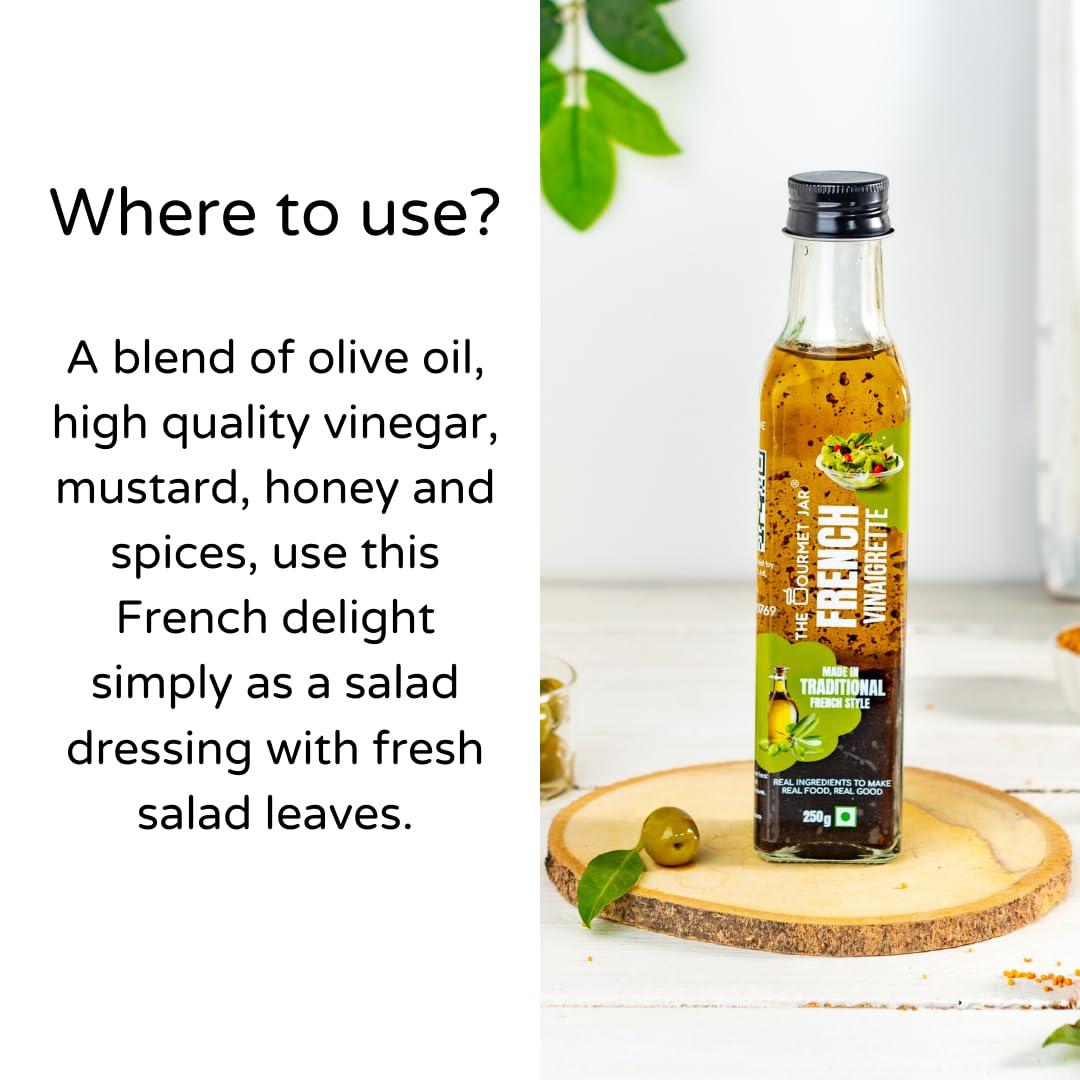 The Gourmet Jar The Gourmet Jar French Vinaigrette 250g| Healthy Salad Dressing| 100% Natural and No Preservatives| No Trans-fat| Gluten-free| Made with Olive oil & Balsamic Vinegar| No Emulsifier| Diet Friendly| Pack of 2