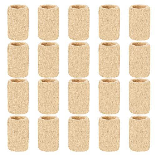 Senkary Senkary 20 Pieces Finger Sleeves Protectors Thumb Brace Support Elastic Compression Protector for Relieving Pain, Arthritis,Trigger Finger, Sports (Beige)