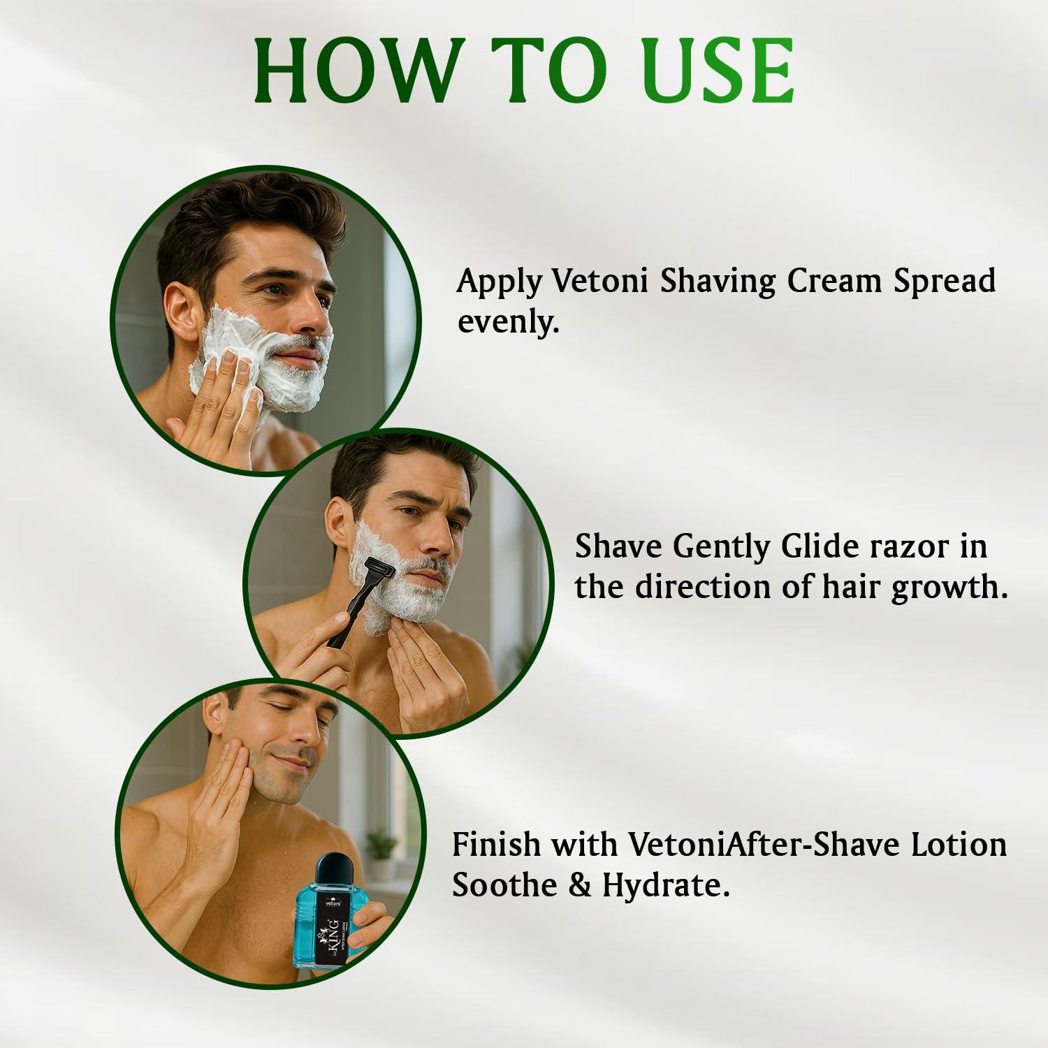 Vetoni Vetoni India Shaving Cream For Men, Tropical Lime Shaving Cream 125g With Aloevera Vitamin E and Bacti- Guard Formula, For All Skin Types, Heals, Moisturizes & Smoothens Skin (3 * 125gm)