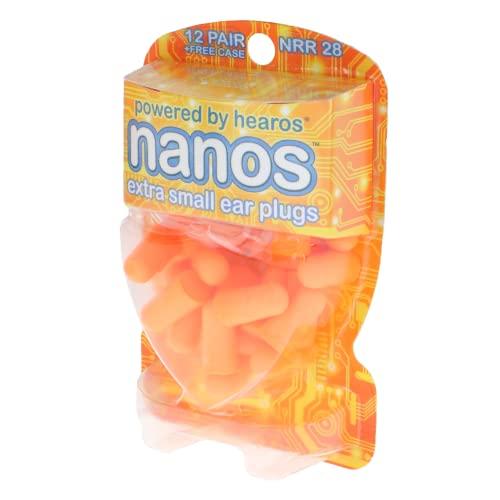 HEAROS Hearos Nanos Extra Small Ear Plugs, NRR 28, 12 Pair, Orange (5890)