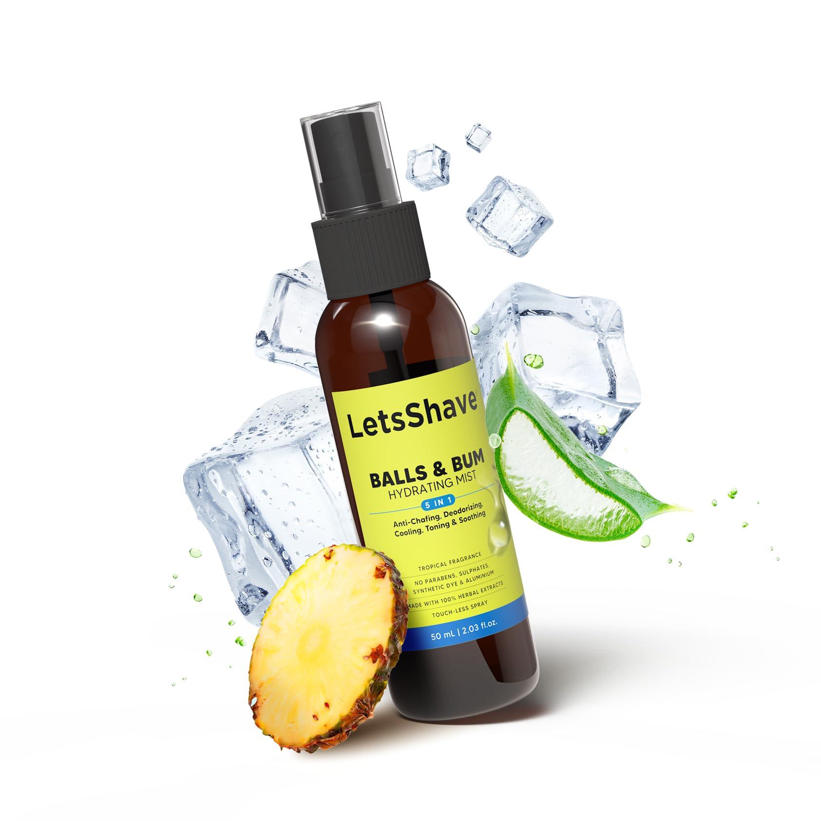 LetsShave LetsShave Balls Mist for Men, Intimate Mist Spray for Fresh & Clean and Dry Balls, 100% Natural Ingredients (50ml), Prevents Odor itch, Intimate Care
