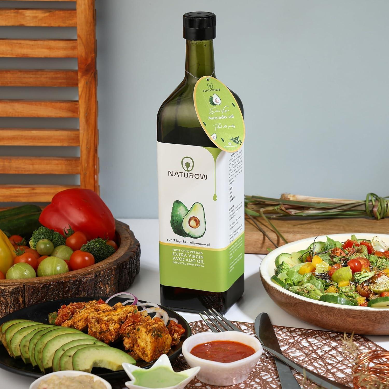 Naturow Naturow Extra Virgin Avocado Oil | Cold Pressed | 100% Natural | Keto and Paleo Diet Friendly | Homemade Sauces, Dressings and Marinades (500ml | 16.9fl oz)
