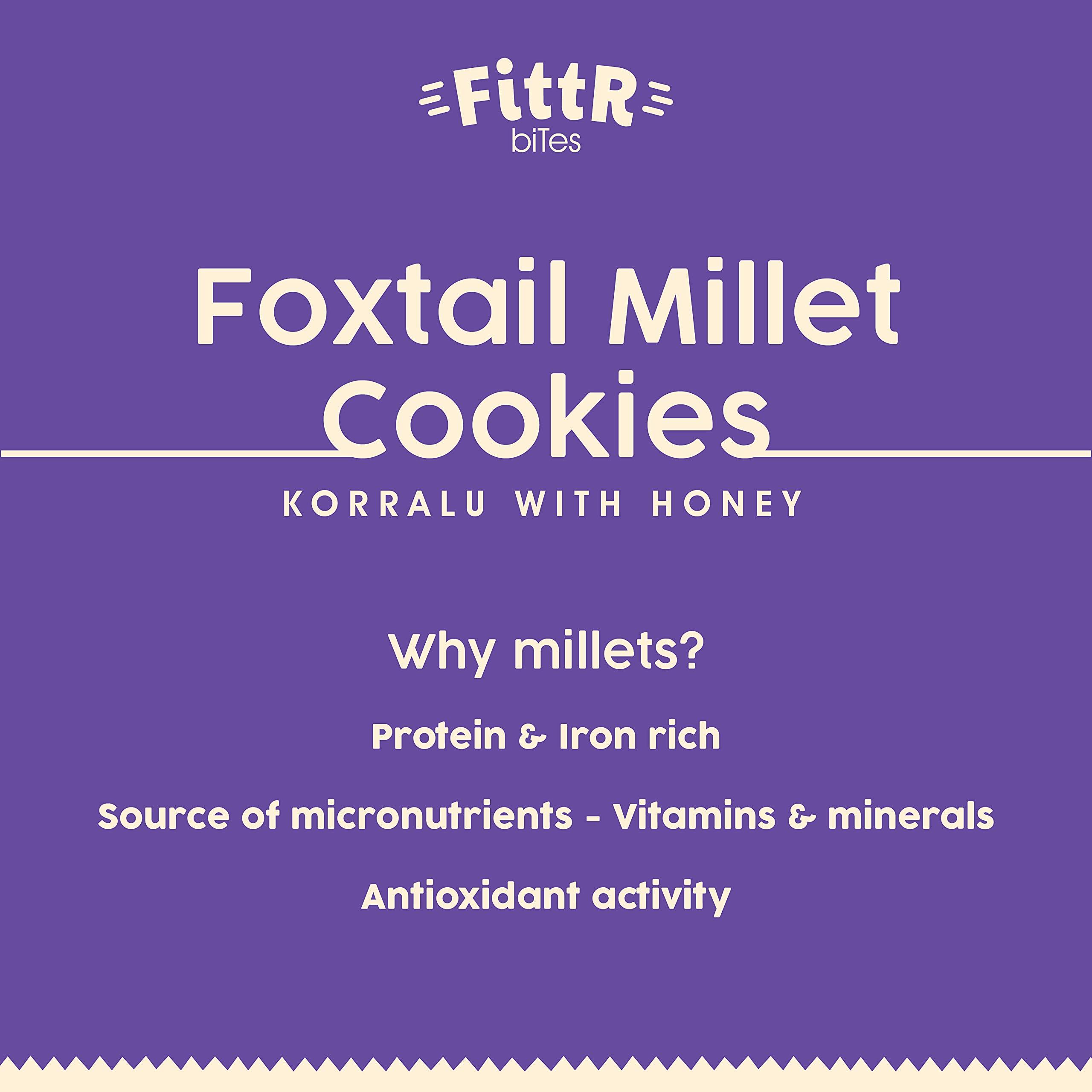 FittR bites FittR Bites Foxtail Millet Cookies | 100% natural and healthy snack | No maida biscuits | Pack of 4, 100 Gms each Pack