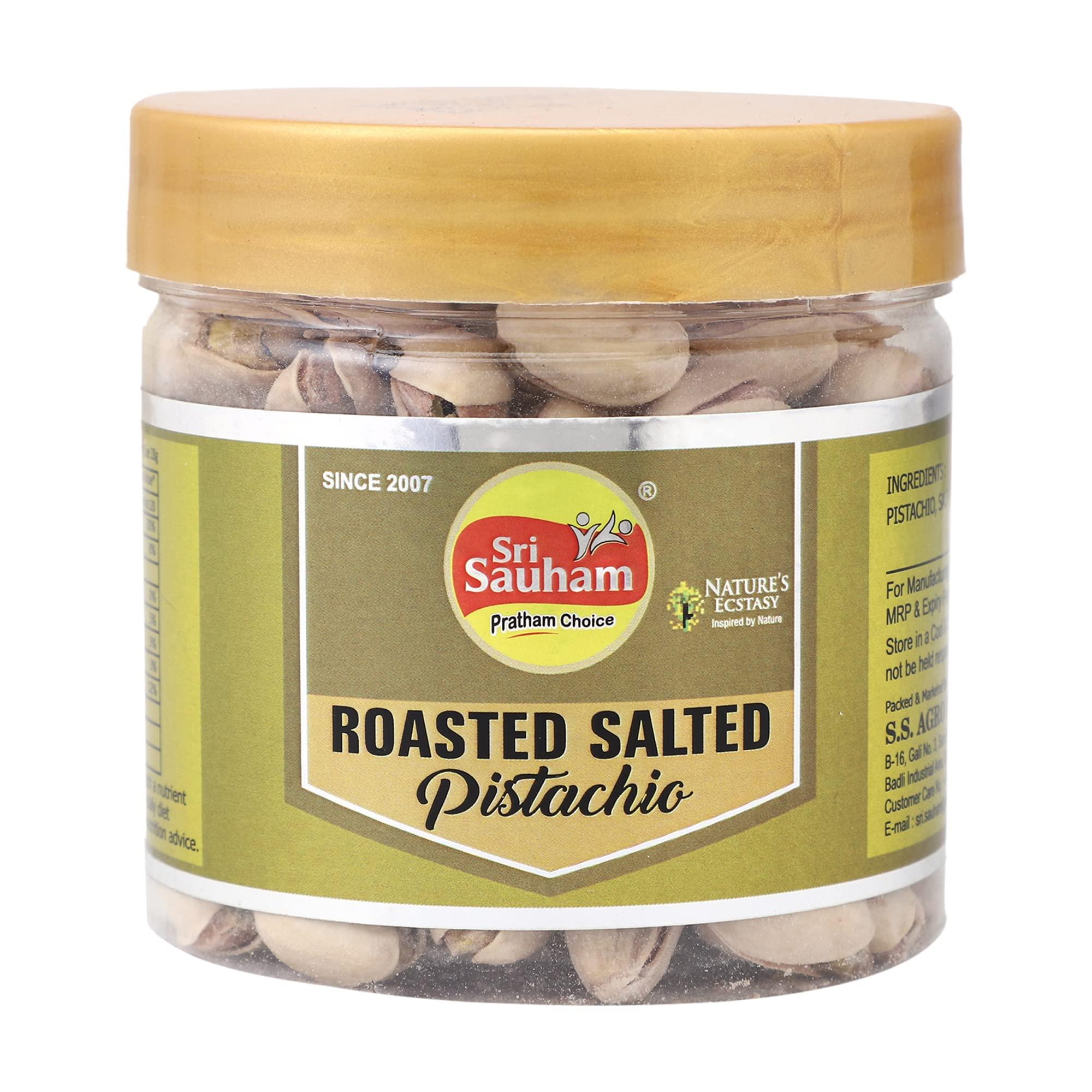 SRI SAUHAM Sri Sauham Pistachios Dry Fruits - Premium Green Pista Nuts - 150gm Packet of Whole Plain Roasted Pistachio Kernels - Unsalted With Shell, Nutty, Raw, Salt-Free - Value Pack