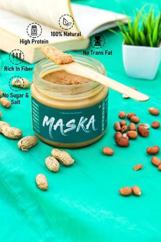 MASKA Maska Natural Peanut Butter Smooth 500 G Unsweetened | High Protein | All-Natural | No Sugar & Salt | Organic | Glass Jar | Gluten Free | Vegan | Vegetarian | Keto Friendly | Eco-Friendly |