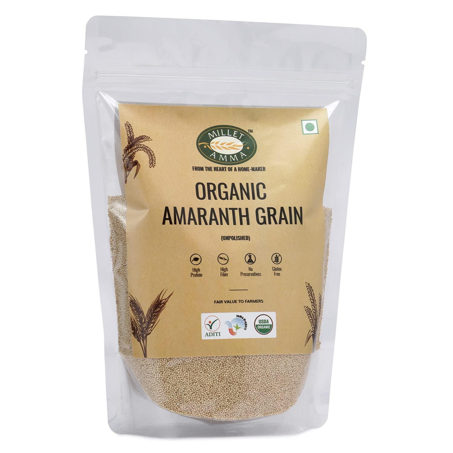MILLET AMMA Millet Amma Organic Amaranth Grain 1kg | Unpolished, High in Protein & Fibre - Gluten Free & Vegan