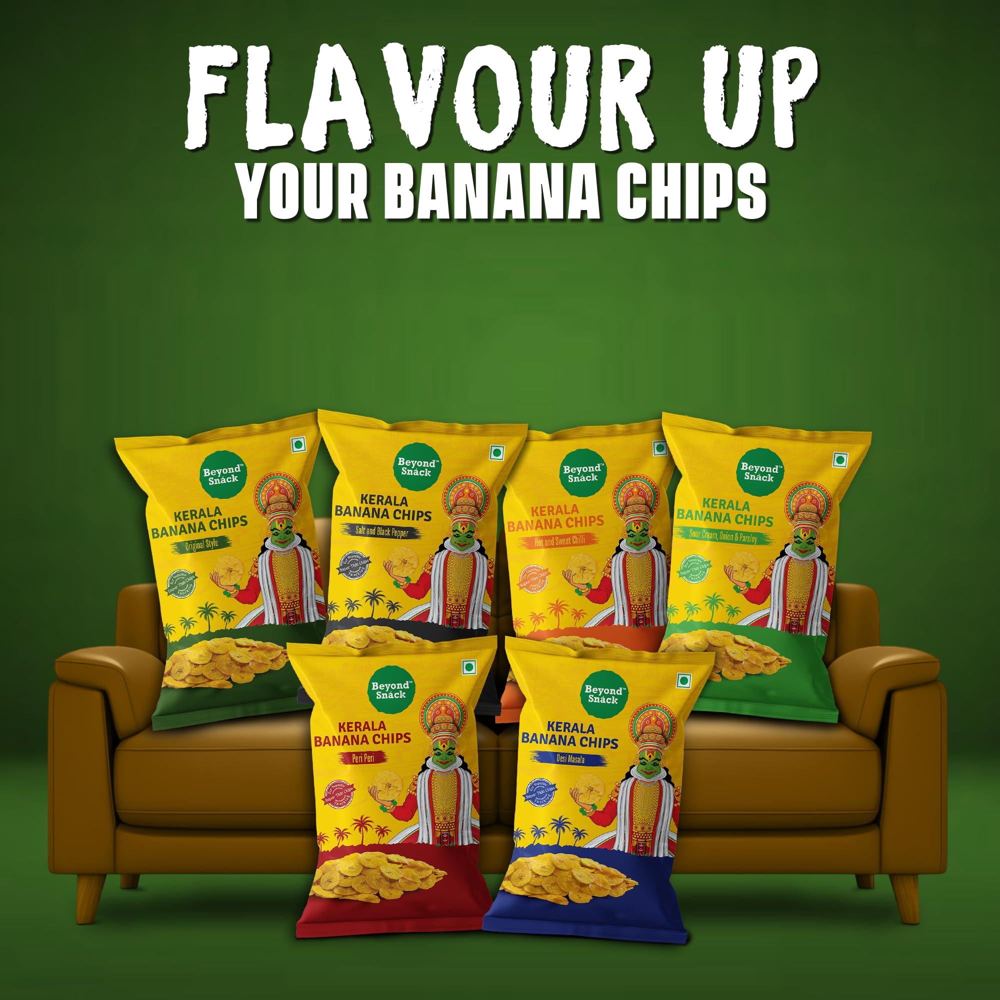 Beyond Snáck Beyond Snack Kerala Banana Chips Thin Crunch Crispy Snacks 600g (100g*6packs) - Party Pack (600gm (pack of 6), Original Style)