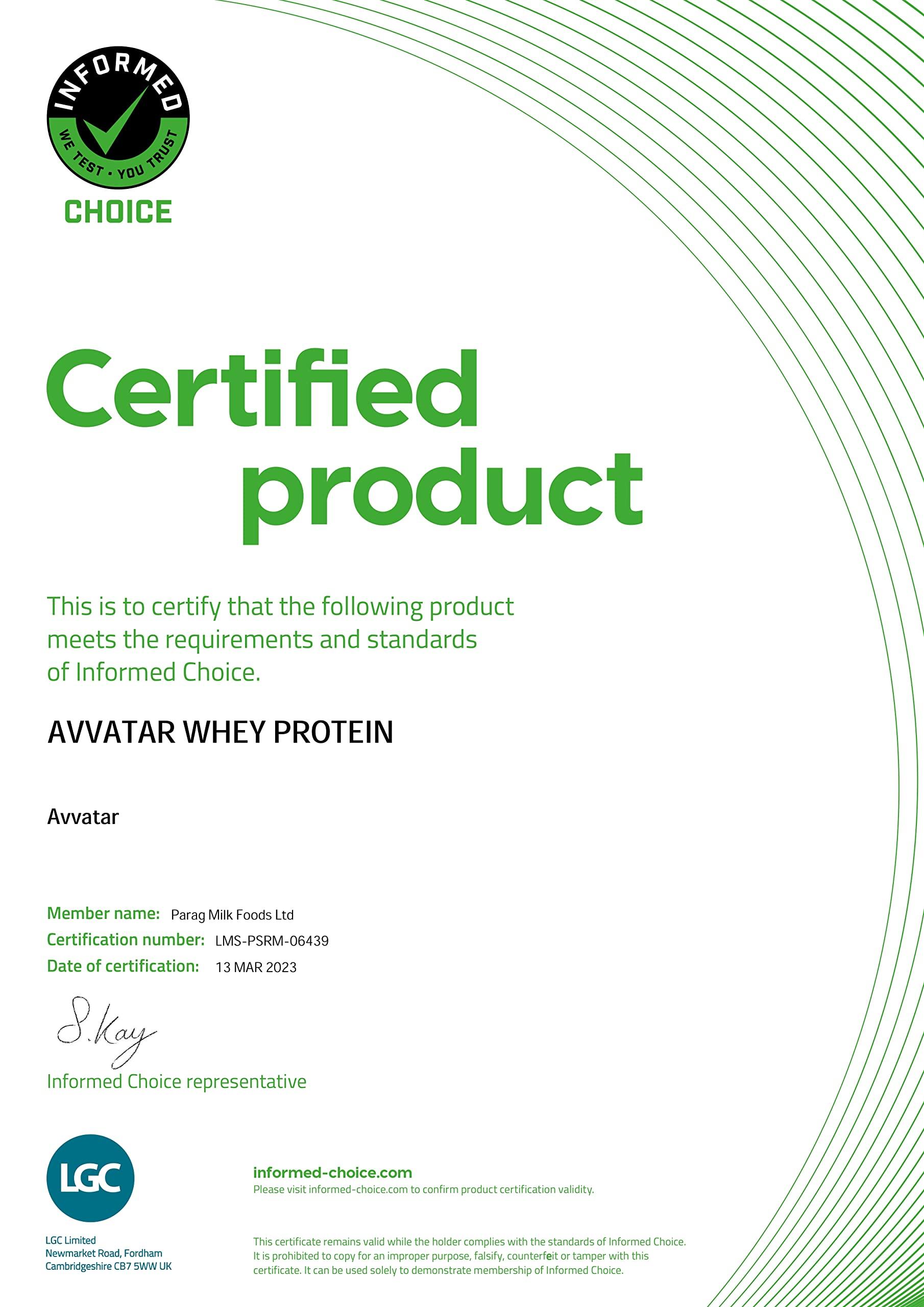avvatar avvatar Whey Protein | 1 KG | Unflavoured | 27g Protein | 29 Servings | Isolate & Concentrate Blend