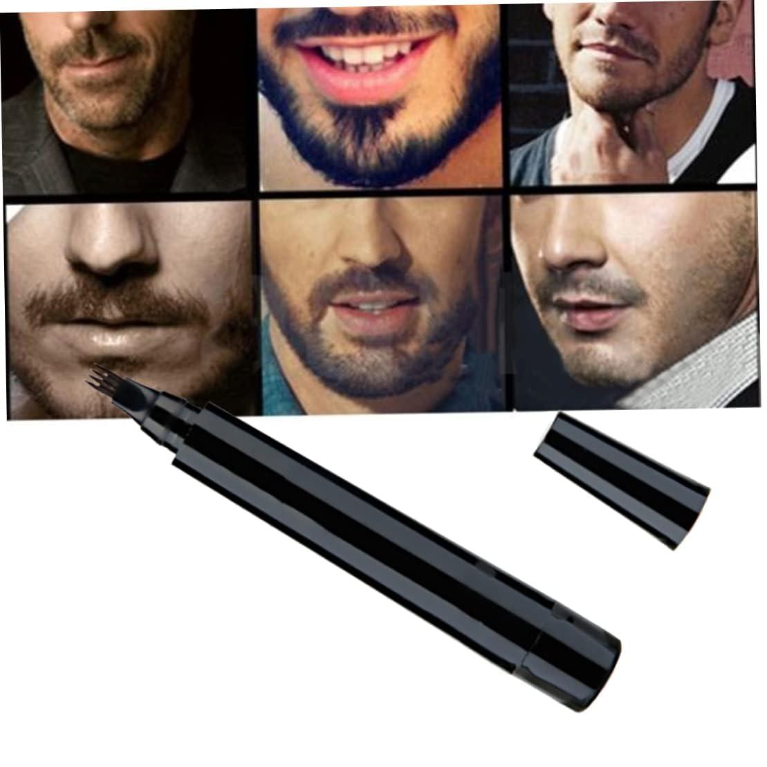 BAERFIT BEARD Men\'s Waterproof Beard Filling Pen with Brush Beard Color Pencil Long-Lasting Natural Coverage, Repair Beard Shape, Moustache colour, and Eyebrows Bristle Beard Brush (Black)