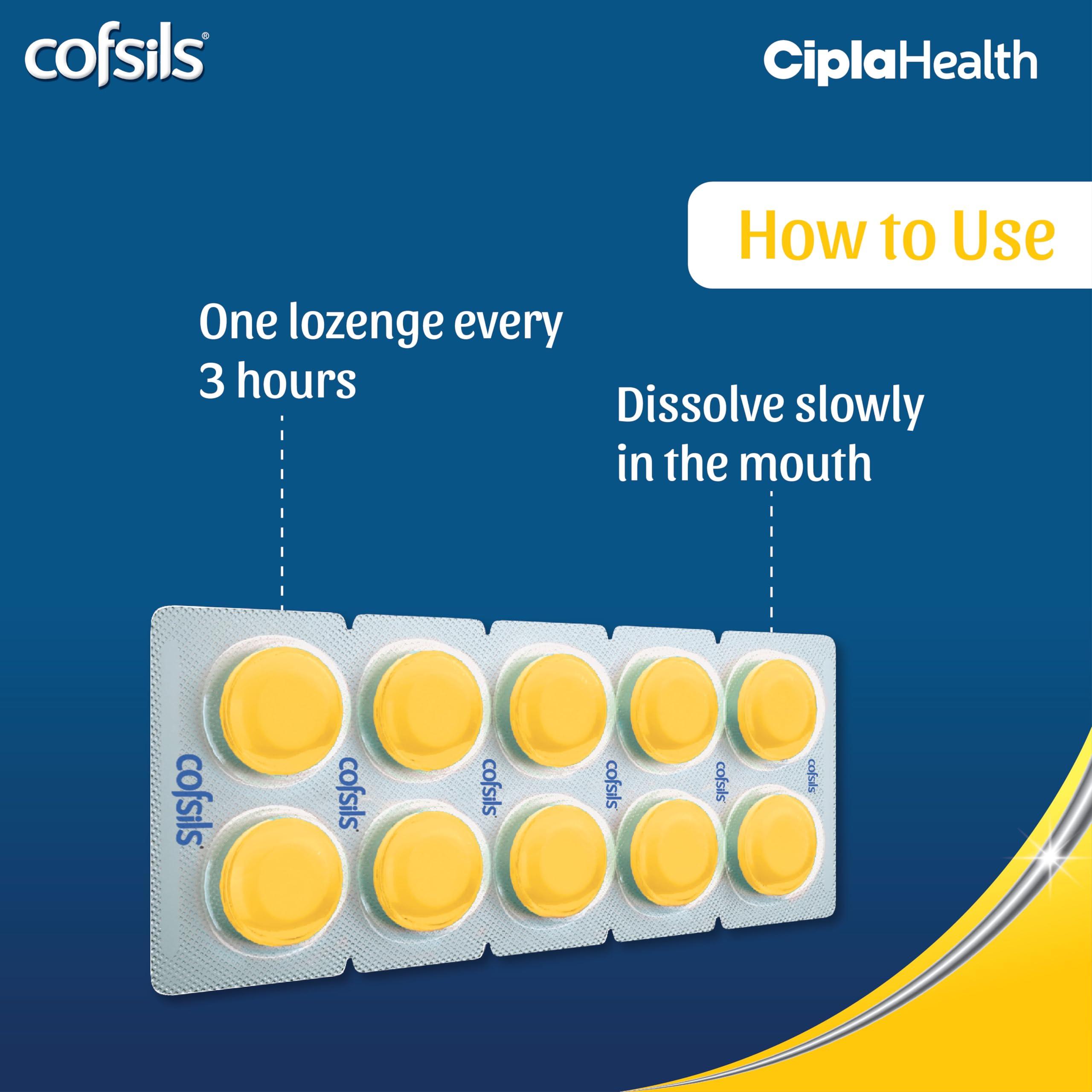 Cipla Cipla Cofsils Lozenges (200 Lozenges) | Lemon Honey Flavour | Quick Relief from Sore Throat, Itchy Throat and Scratchy Throat (10 x 20 Strips)