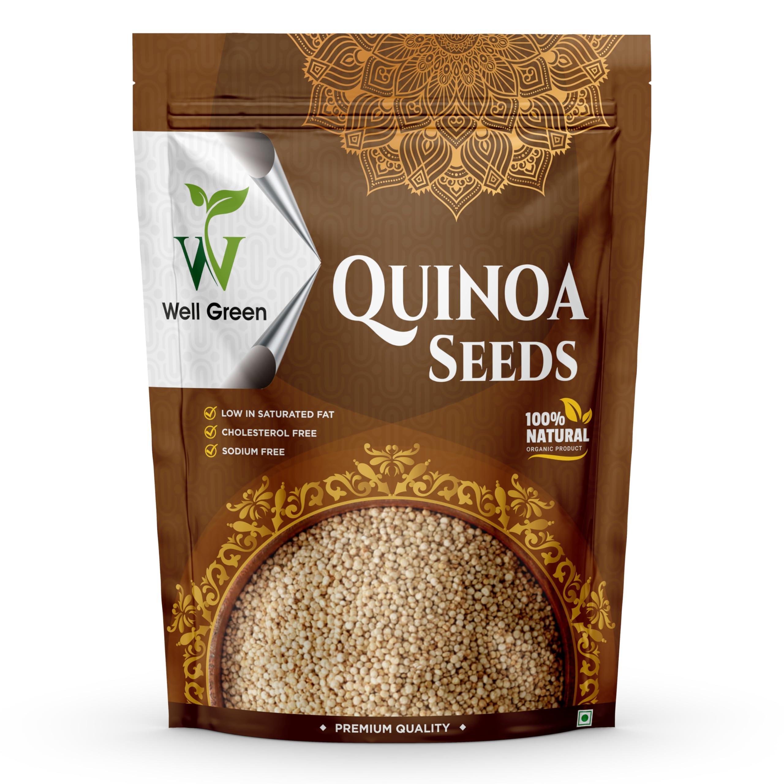 WELL GREEN WELL GREEN Quinoa Seed 5kg | High Protein & Fiber | Certified Gluten Free | Rich in Antioxidants, Protein, Fiber and Calcium | Pack of 5 | 1KG - Each, Quinoa Seed 5kg