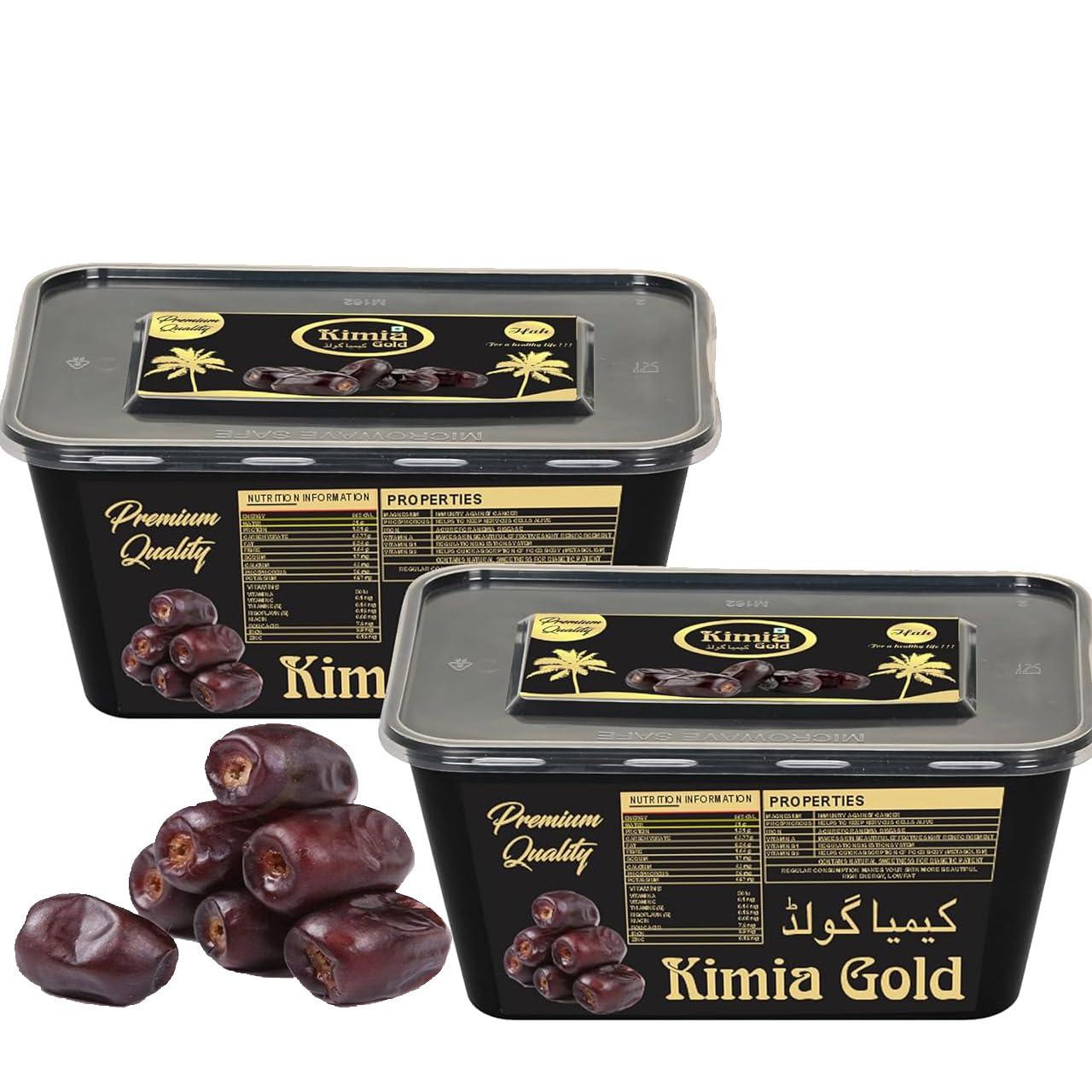 ifah Ifah Kimia Gold Dates 1kg, 100% Natural khajur dry fruits (Gluten Free, Non-GMO & Vegan) (gift pack 500g X 2)