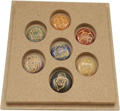 Generic ZEAL Round 7 Reiki Palm Stone Chakra Healing Crystals Engraved Carved Holistic Health Care Metaphysical
