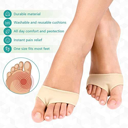 VINGVO Gel Metatarsal Pads for Hard Skin Mortons Neuroma, Ball of Foot Cushion Support Socks for Diabetic Feet, Callus, Blisters, Metatarsalgie, Sore Forefoot Pain Relief for Barefoot or Wear in Shoes