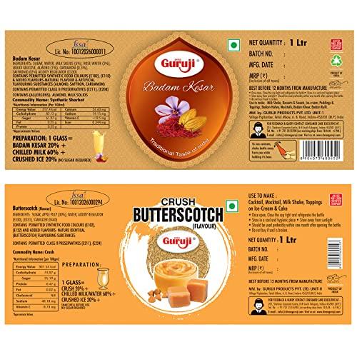 SHREE Guruji Shree Guruji Badam Kesar Dry Fruit Sharbat & Butter Scotch Badam Crush Combo Pack Milk Beverage Refreshing for Summer Syrup Instant Drink (1 Litre)