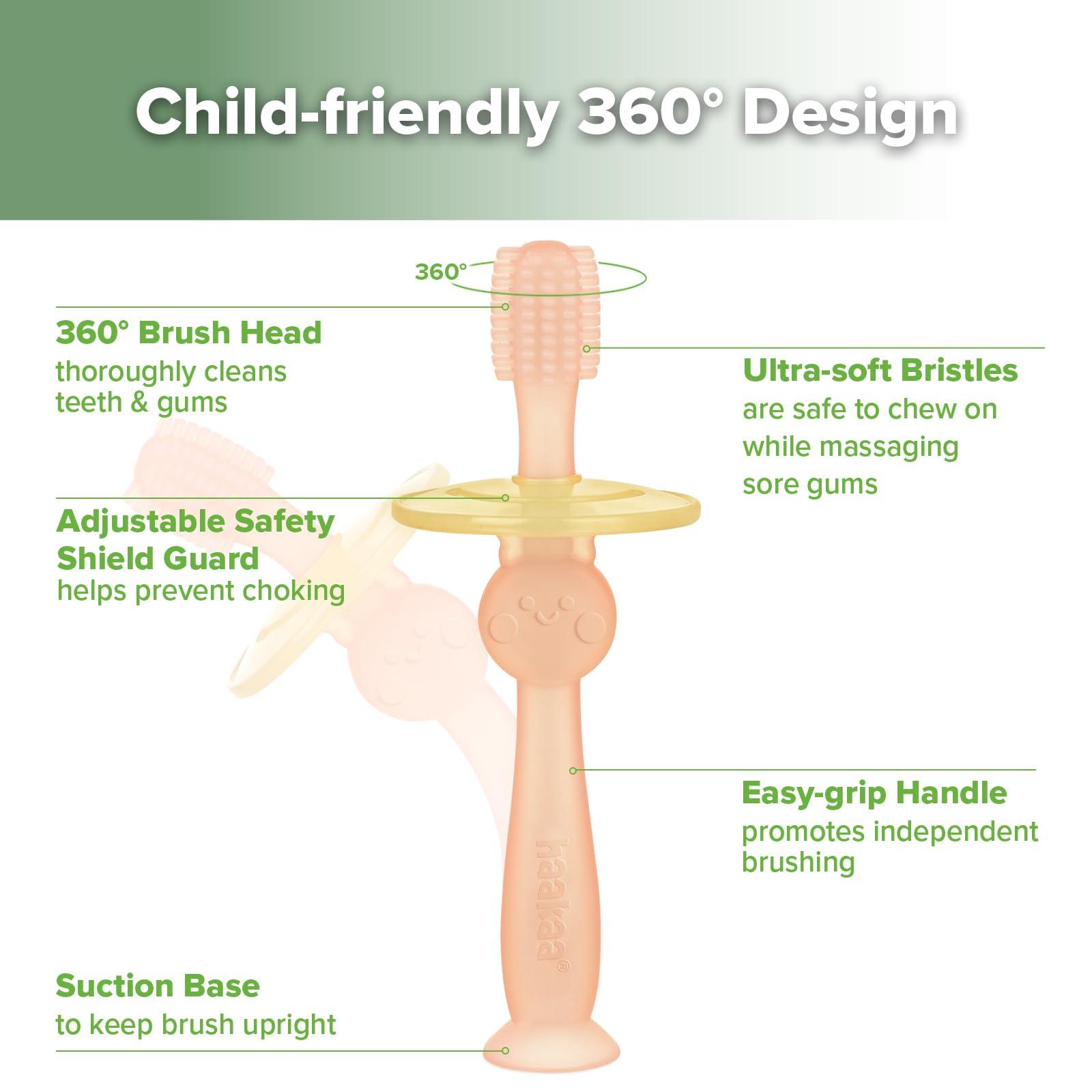 haakaa haakaa 360ø Silicone Baby Toothbrush Teether with Suction Base Infant Toothbrush Training Massage.