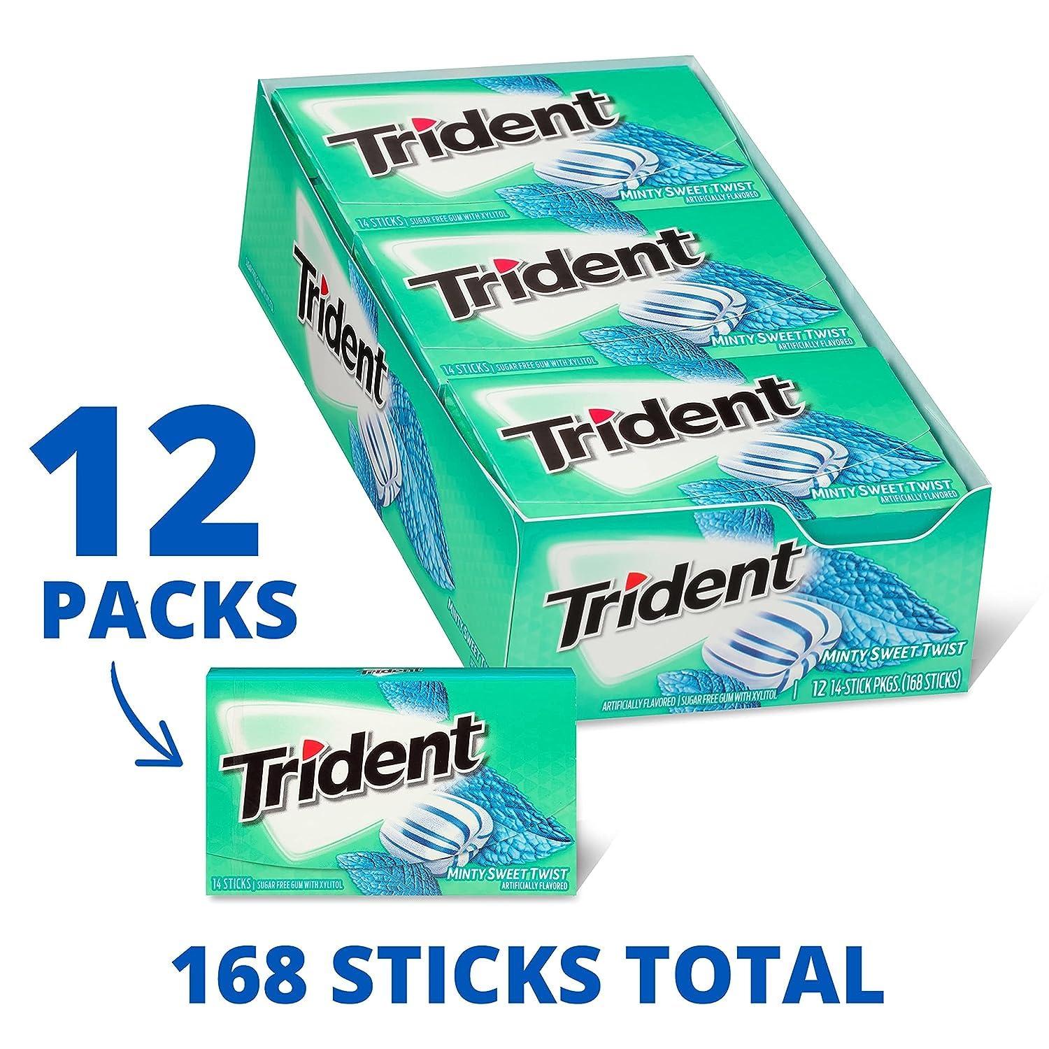 Generic Trident Minty Sweet Twist Sugar Free Gum, 12 Packs of 14 Pieces (168 Total Pieces)