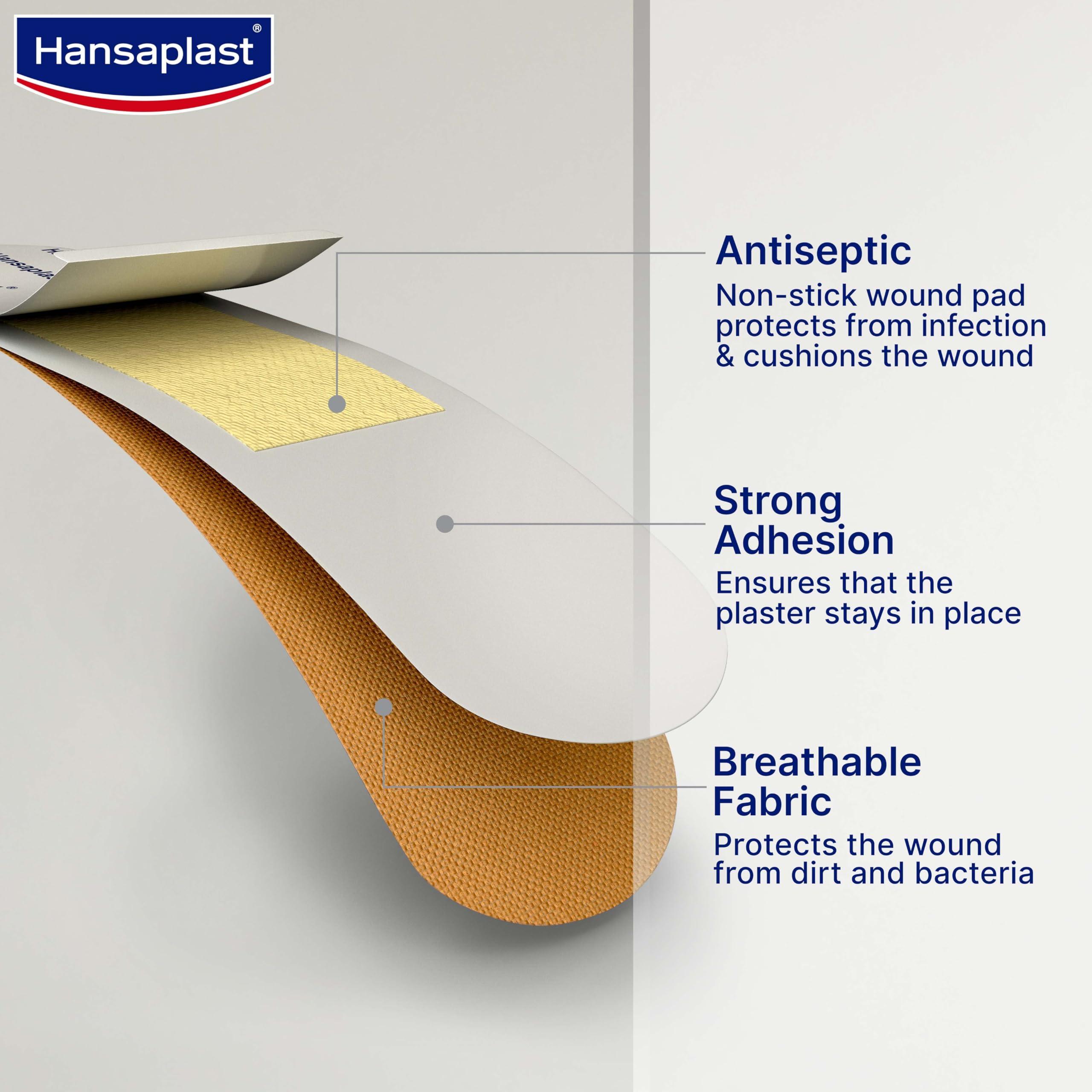 Hansaplast Hansaplast Antiseptic Regular Bandage for Cuts & Wounds | 100 strips | Breathable fabric | First Aid | Protects Against Dirt and Bacteria | For Kids & Adults
