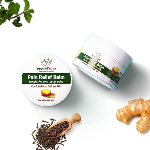 VedicTrust VedicTrust Ayurvedic Pain Relief Balm (Pack Of 3-25 Gm) Naturally Made with Desi Ghee, Kapoor, Tarpin Tel, Lavang Tel, Pudina Tel | All Age Balm | Muscle Pain, Headaches, Backaches |